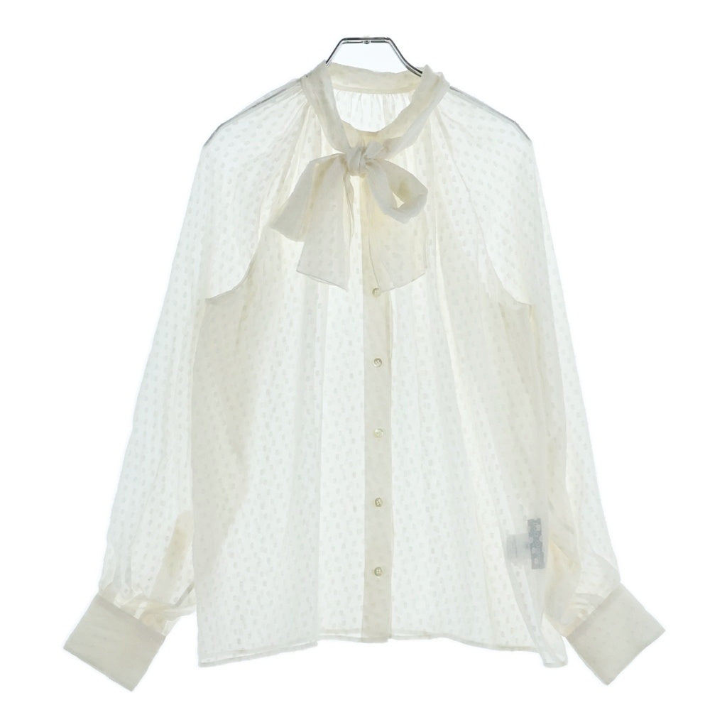 DOLCE & GABBANA(ドルチェアンドガッバーナ) シアーリボンブラウス 長袖 ホワイト シルク FH-F5K51T/FJ1EE レディース