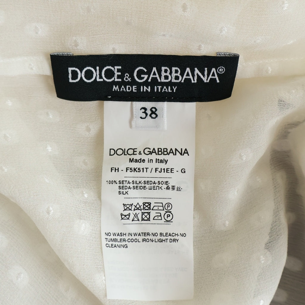 DOLCE & GABBANA(ドルチェアンドガッバーナ) シアーリボンブラウス 長袖 ホワイト シルク FH-F5K51T/FJ1EE レディース