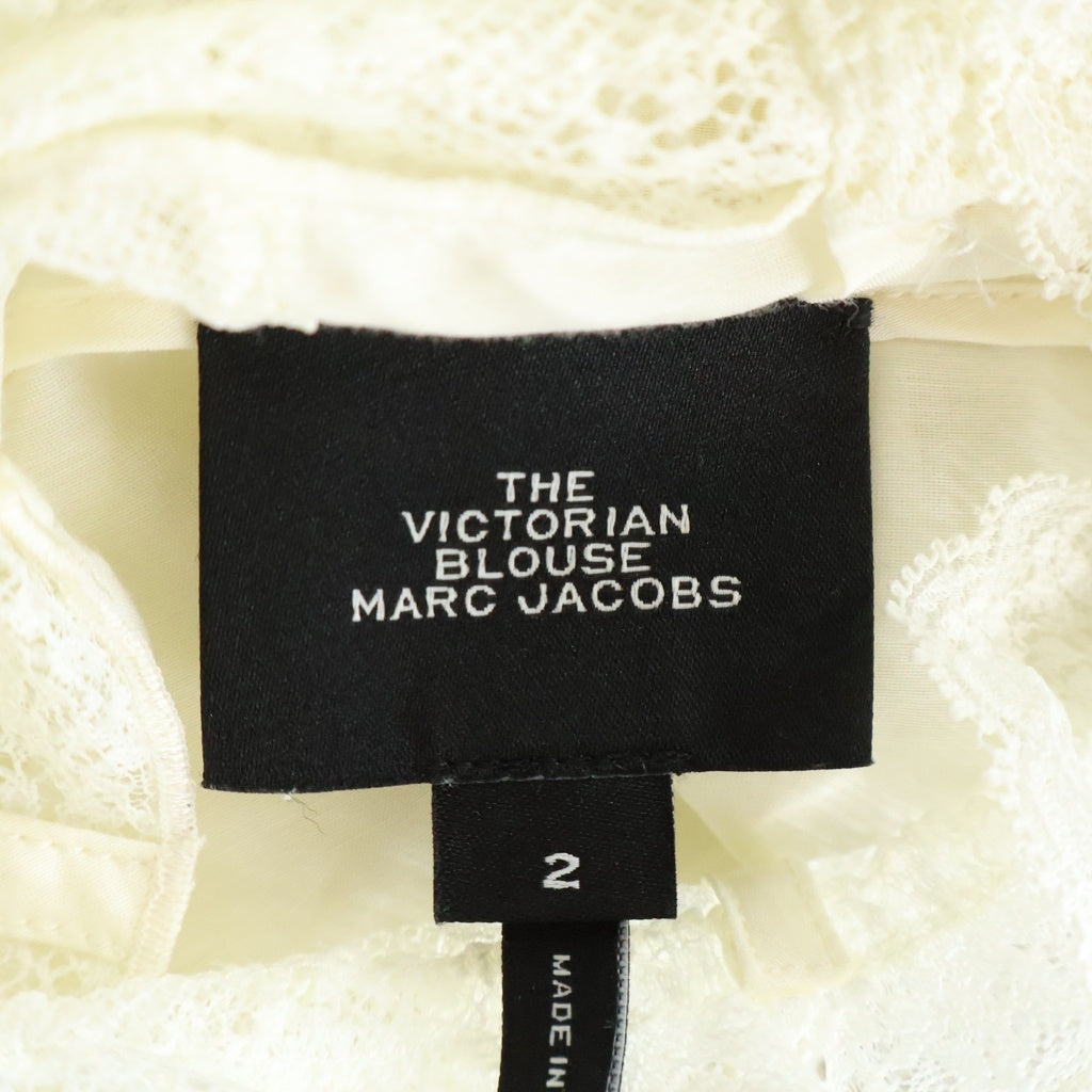 MARC JACOBS(マークジェイコブス) レース×シアー フリルヘムブラウス シースルー 七分丈 ホワイト コットン V6000025 19 レディース