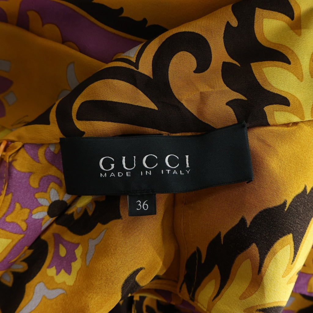 GUCCI(グッチ) 花柄ワンピース リボン オレンジ シルク 335910 レディース
