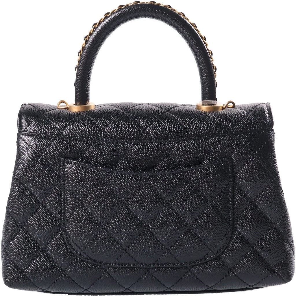 CHANEL(シャネル) ココハンドル XS 2WAY ショルダーバッグ トップハンドル ゴールド金具 キャビアスキン ブラック A92990 レディース