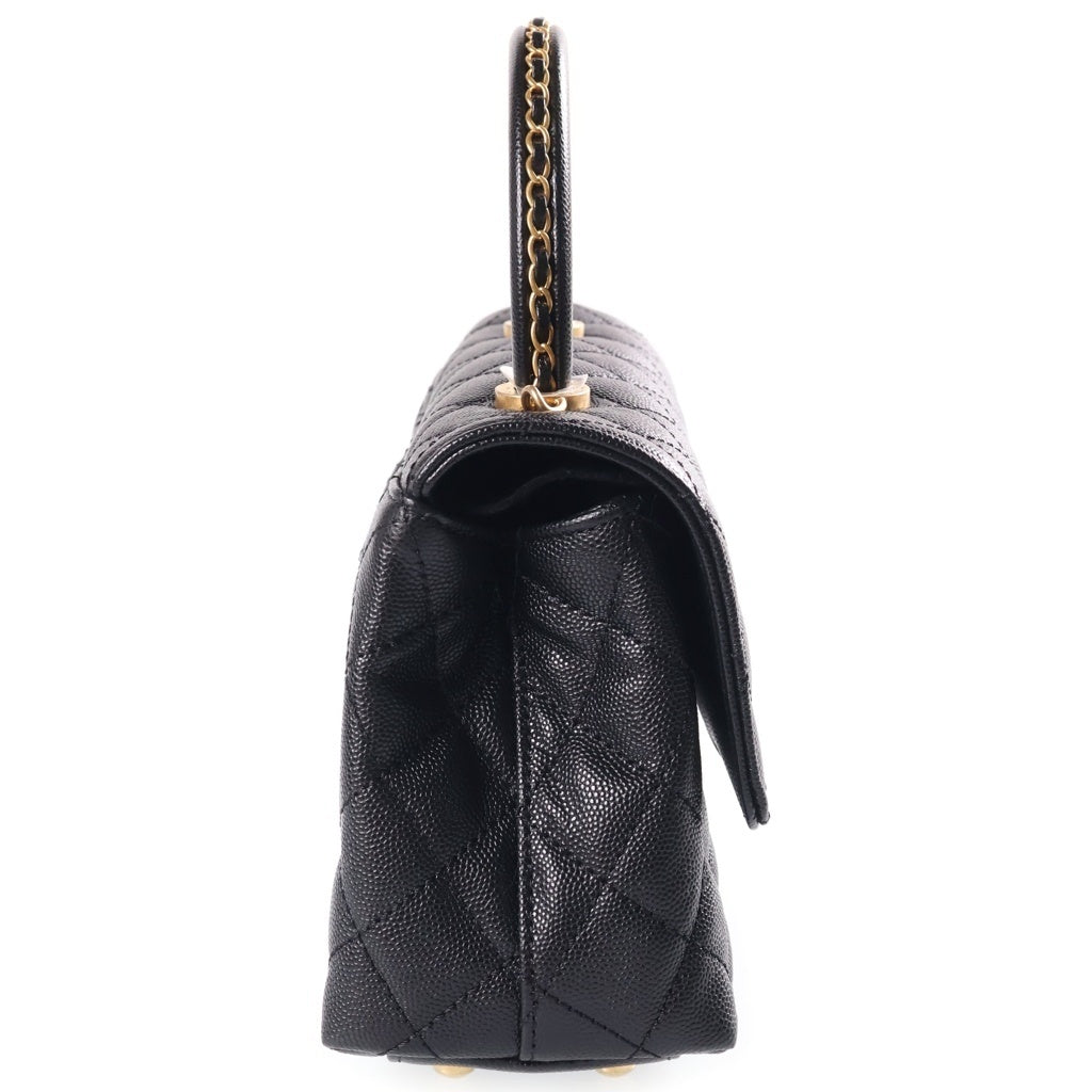 CHANEL(シャネル) ココハンドル XS 2WAY ショルダーバッグ トップハンドル ゴールド金具 キャビアスキン ブラック A92990 レディース