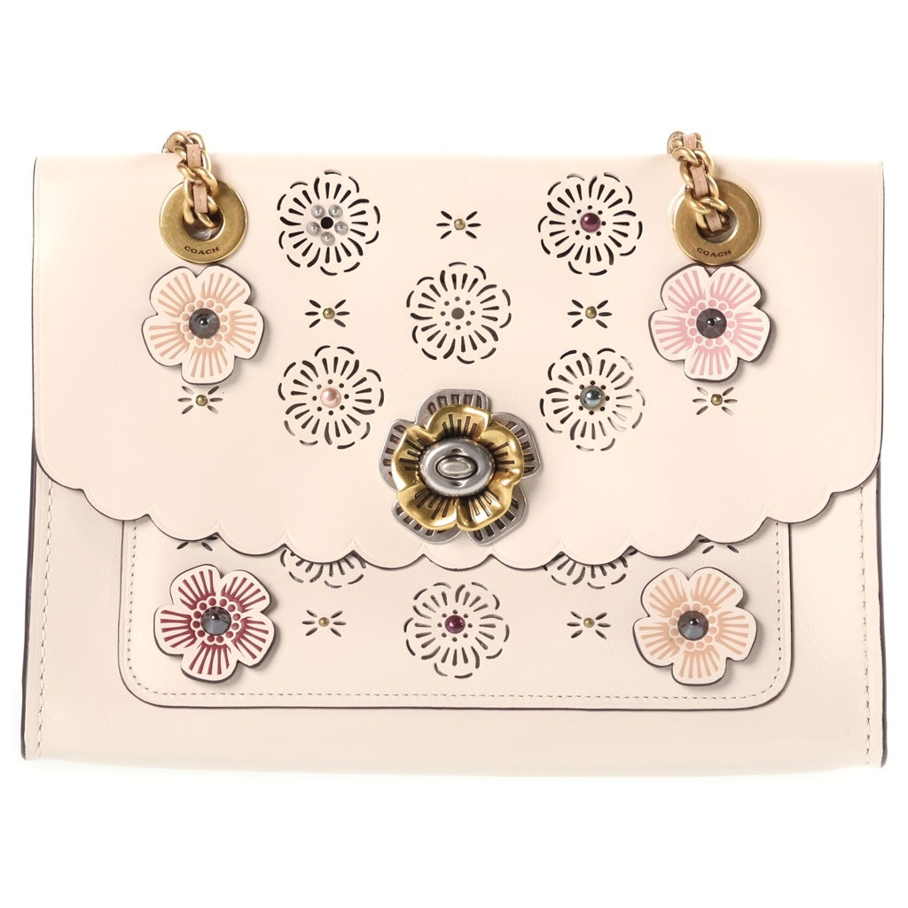COACH(コーチ) パーカーウィズカットアウトティー ローズ ショルダーバッグ ピンクベージュ レザー 25160 ゴールド金具 レディース