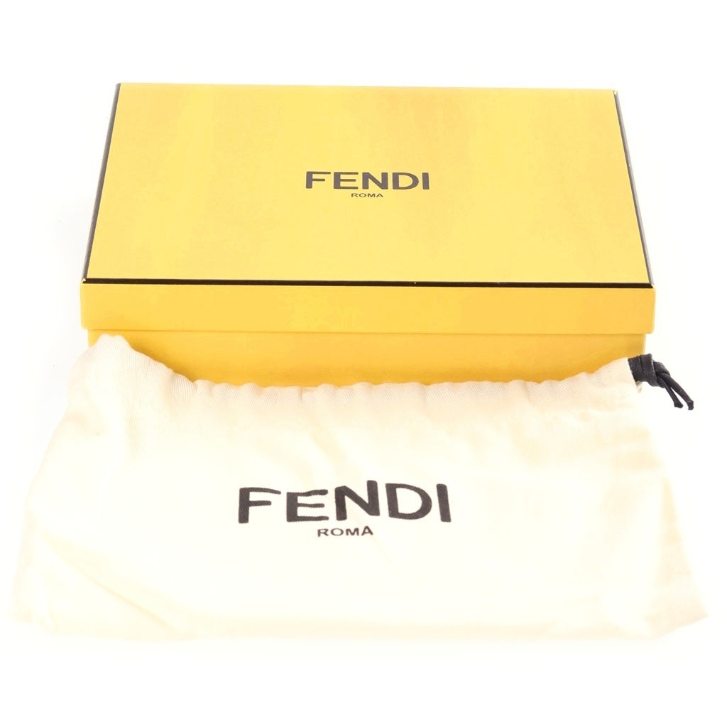 FENDI(フェンディ) バゲット フォンポーチ ミニハンドバッグ イエロー×ブラウン レザー 7AS007 ゴールド金具 レディース