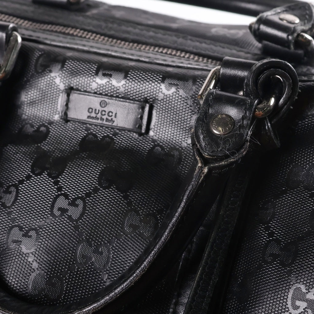 GUCCI(グッチ) グッチシマ 2WAYボストンバッグ ハンドバッグ トラベルバッグ ショルダーバッグ ブラック レザー 206500 シルバー金具