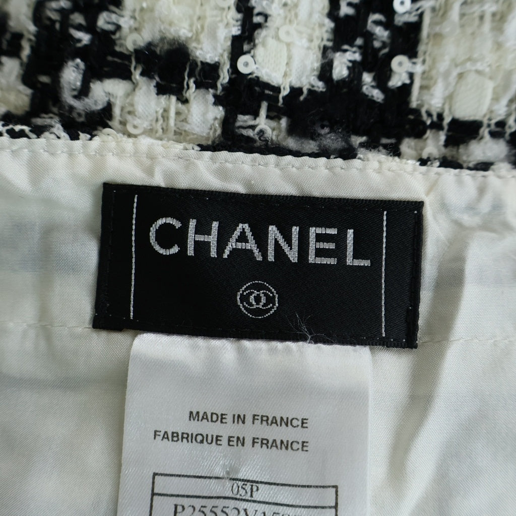 CHANEL(シャネル) バイカラー ツイードスカート ホワイト/ブラック P2552V15981 レディース