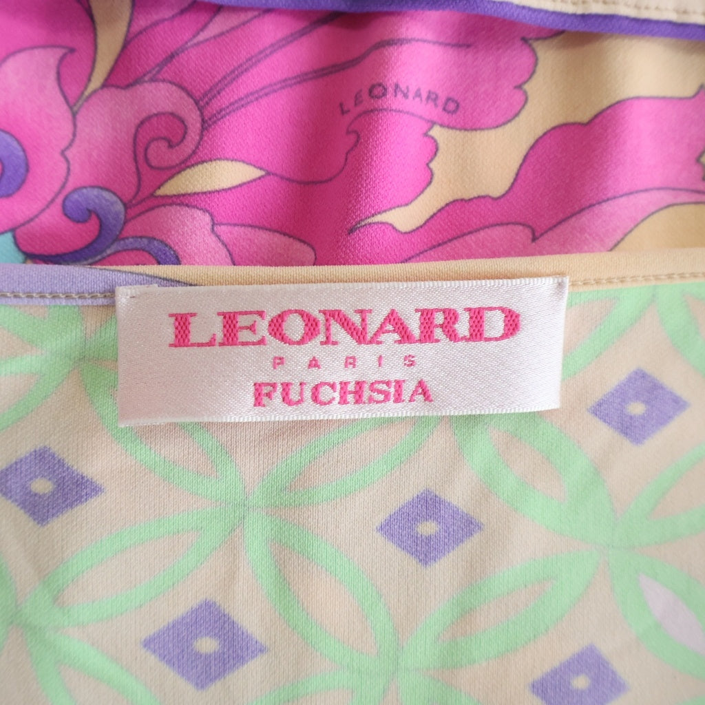 LEONARD(レオナール) ワンピース 半袖 総柄 ナイロン マルチカラー レディース