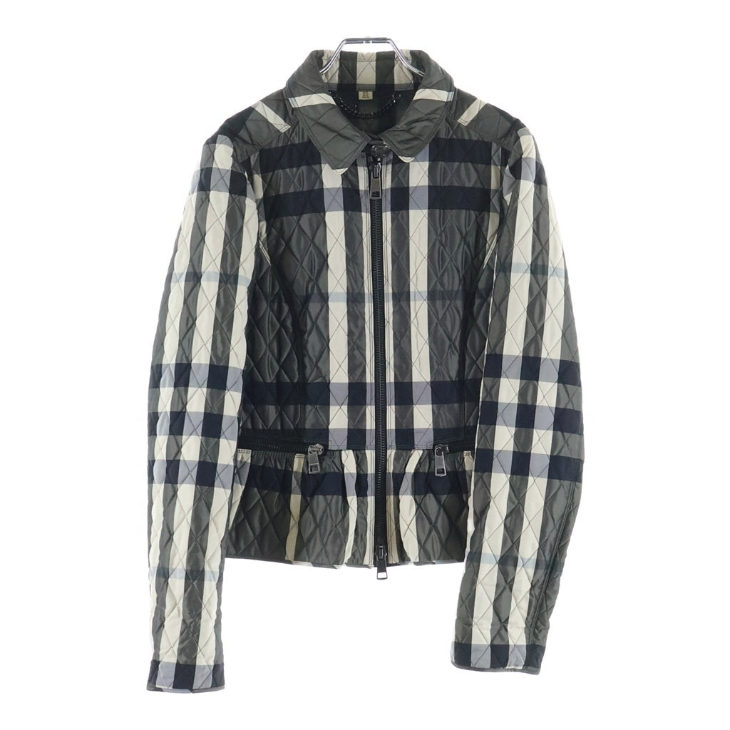 BURBERRY(バーバリー) メガチェック 総柄ブルゾン キルティングジャケット ポリエステル グレー/ホワイト 3666120 レディース