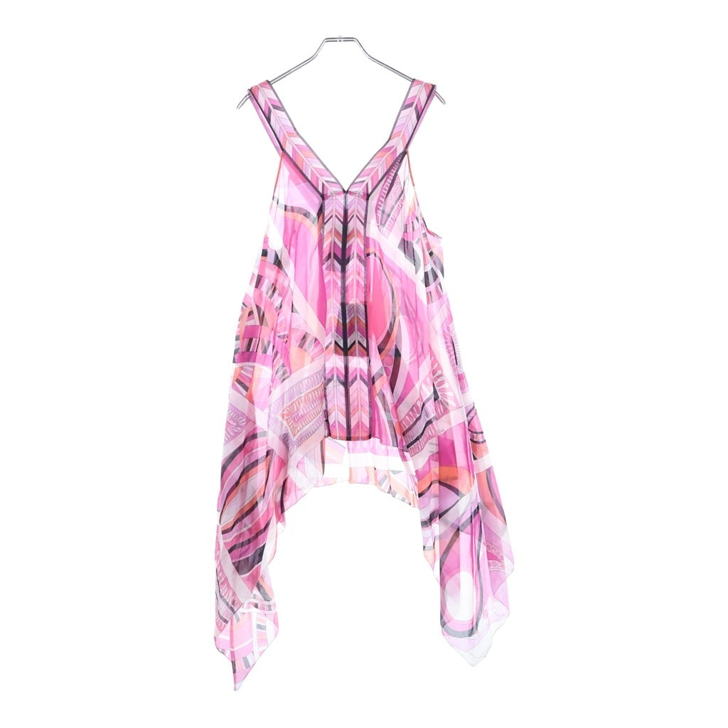 EMILIO PUCCI(エミリオプッチ) ノースリーブ 変形トップス チュニック 総柄 マルチカラー ピンク 42WP10 レディース