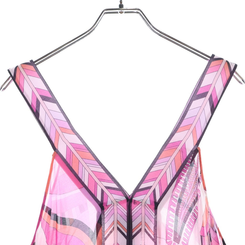 EMILIO PUCCI(エミリオプッチ) ノースリーブ 変形トップス チュニック 総柄 マルチカラー ピンク 42WP10 レディース