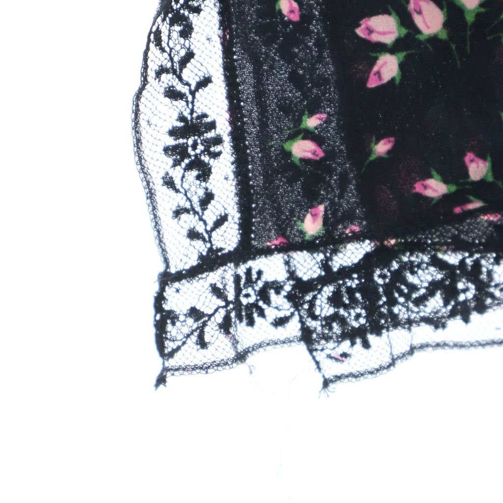 PRADA(プラダ) 花柄シフォンレースワンピース ドレス レース切り替え ブラック P31X3 R181 1Q1A レディース