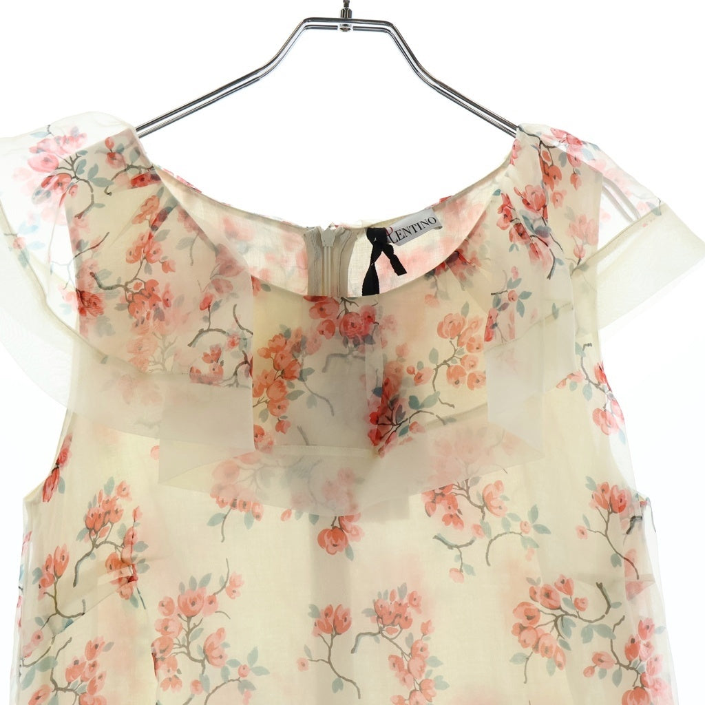 RED VALENTINO(レッド ヴァレンティノ) ABITI DONNA Sleeveless Dress ノースリーブ 花柄プリントワンピース ドレス ベージュ/ピンク CRAVS8JJ-VT0024RA レディース
