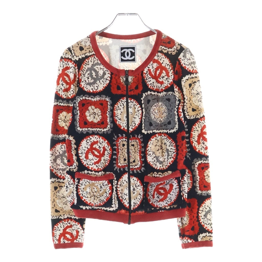CHANEL(シャネル) 09SS VINTAGE IDENTIFICATION ジップアップカーディガン ベロア ココマーク マルチカラー P35854V25846 レディース