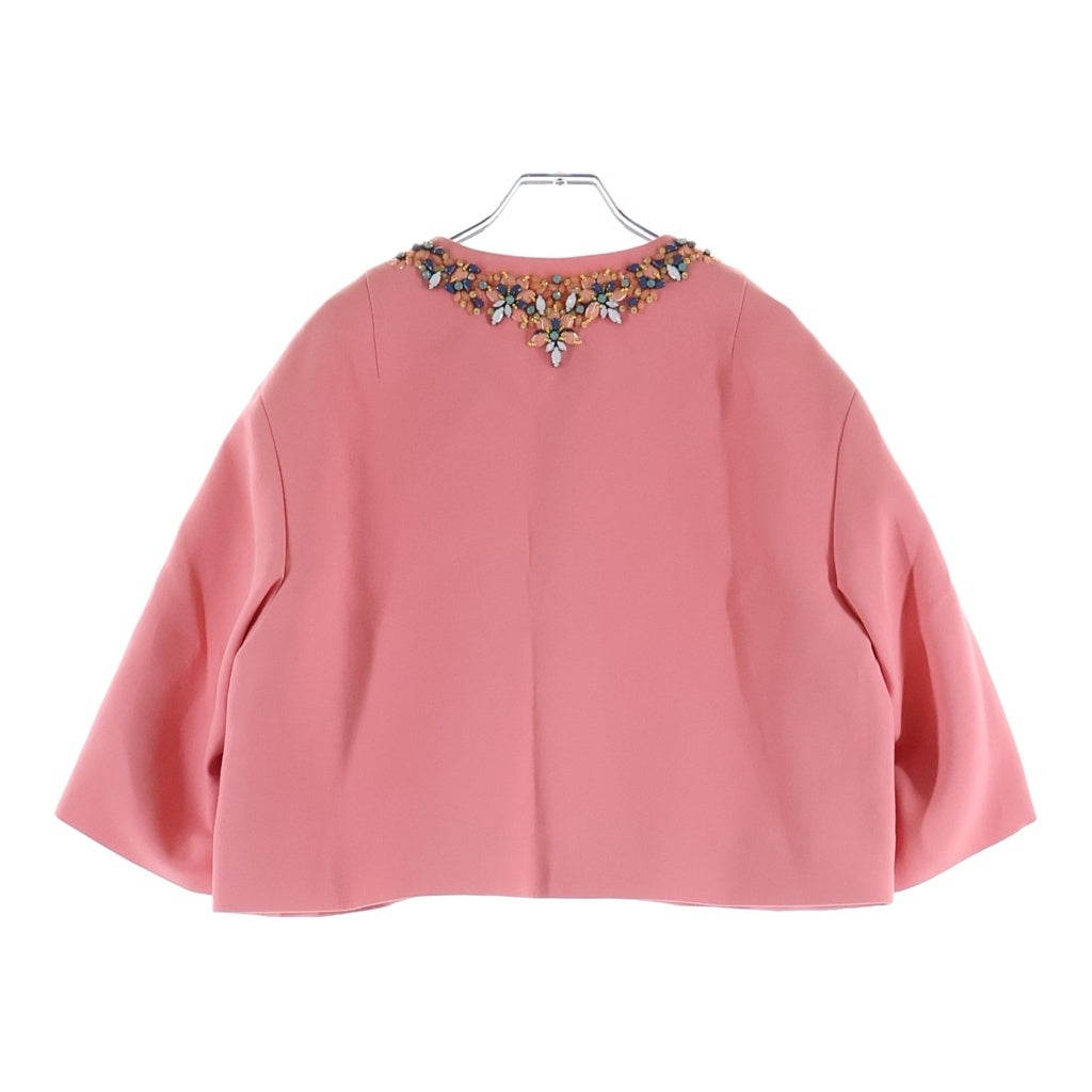 EMILIO PUCCI(エミリオプッチ) 襟花装飾 ノーカラージャケット フック ピンク 51RB60 レディース