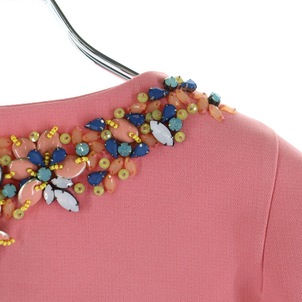 EMILIO PUCCI(エミリオプッチ) 襟花装飾 ノーカラージャケット フック ピンク 51RB60 レディース