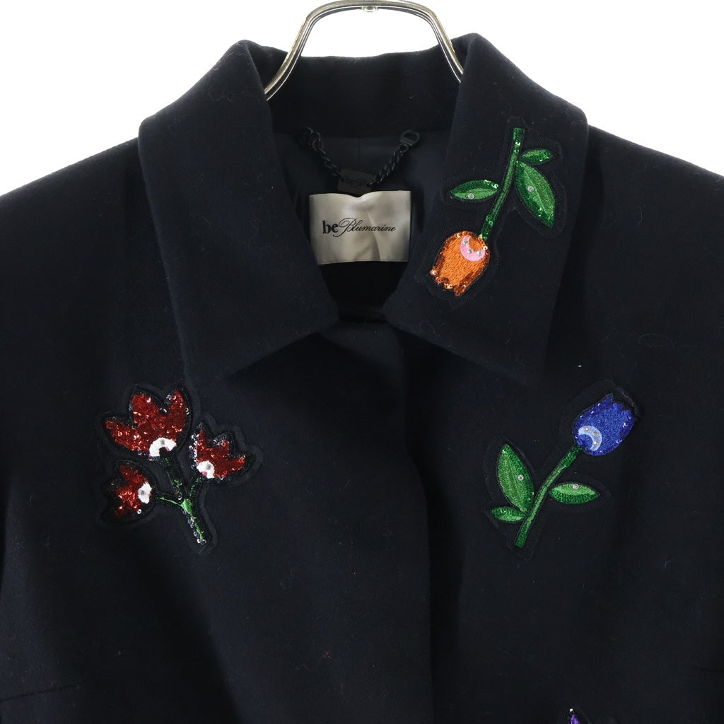 NO BRAND(ノーブランド) Be Blumarine ビーブルマリン コート ロング スパンコール ブラック レディース