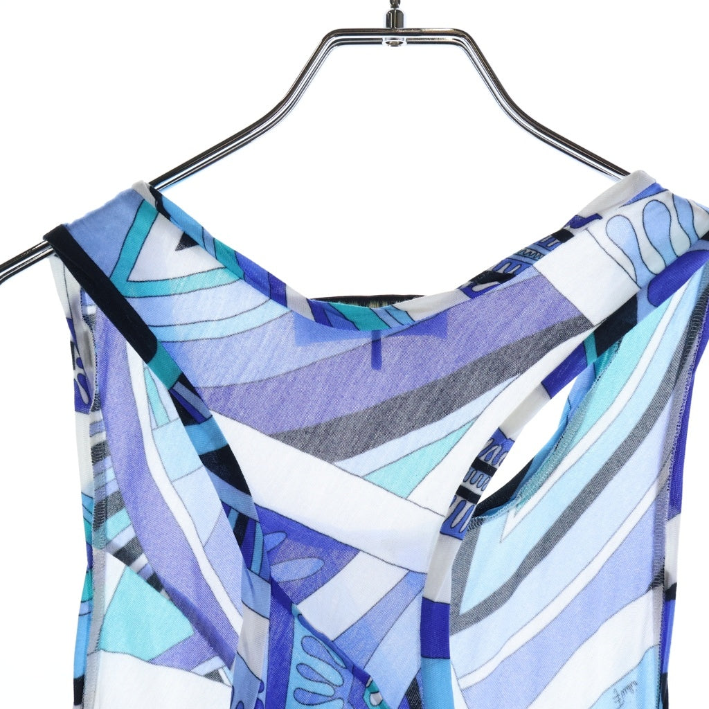 EMILIO PUCCI(エミリオプッチ) 総柄ノースリーブワンピース ブルー レディース 42WG60