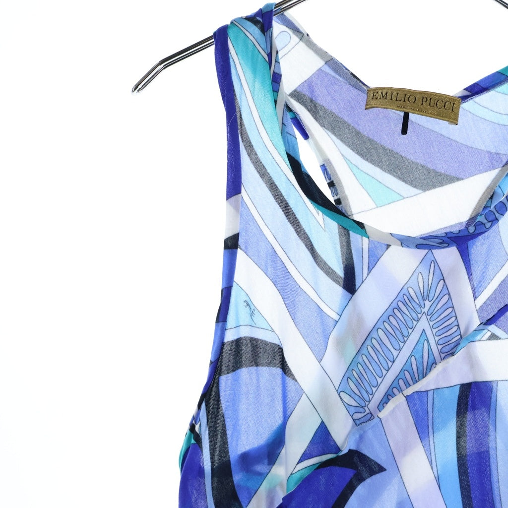 EMILIO PUCCI(エミリオプッチ) 総柄ノースリーブワンピース ブルー レディース 42WG60