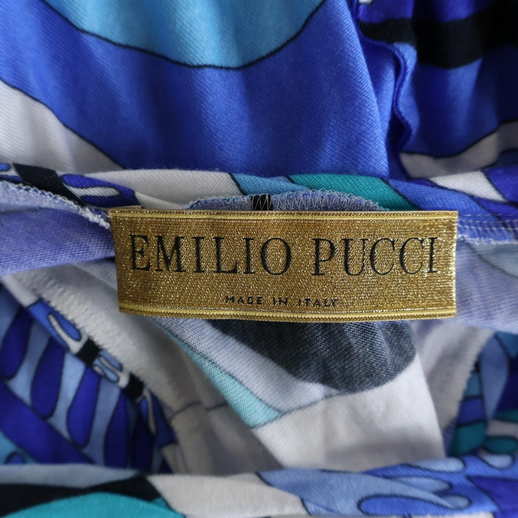 EMILIO PUCCI(エミリオプッチ) 総柄ノースリーブワンピース ブルー レディース 42WG60