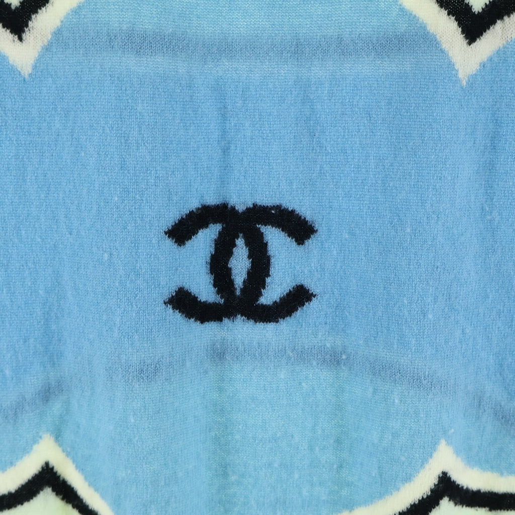 CHANEL(シャネル) ノースリーブ ワンピース フロント ロゴ ココマーク カシミヤ 09C ライトグリーン/ブルー P34614 レディース
