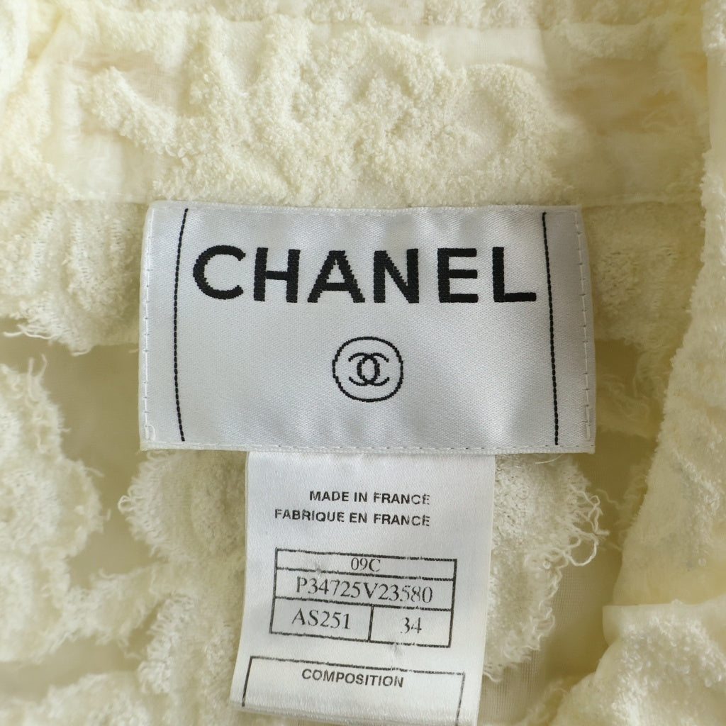 CHANEL(シャネル) シースルーパイル地ライダースジャケット ホワイト P34725V23580 レディース