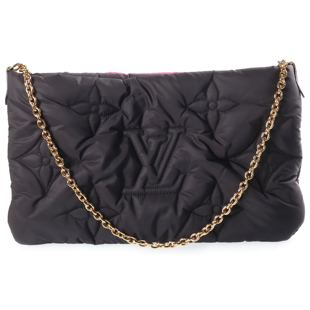 LOUIS VUITTON(ルイヴィトン) マキシ ミュルティ ポシェット アクセソワール LVピロー リサイクルナイロン モノグラム ノワール/フューシャ M58980 レディース