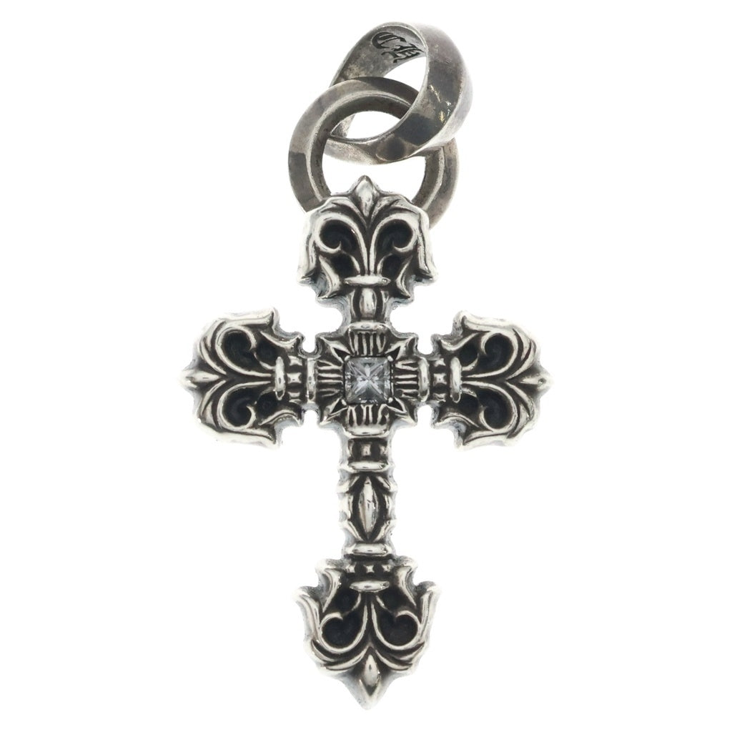 CHROME HEARTS(クロムハーツ) FILIG CROSS-XSM W BALE フィリグリークロスXS PAVEダイヤ Wベイル ネックレストップ シルバー