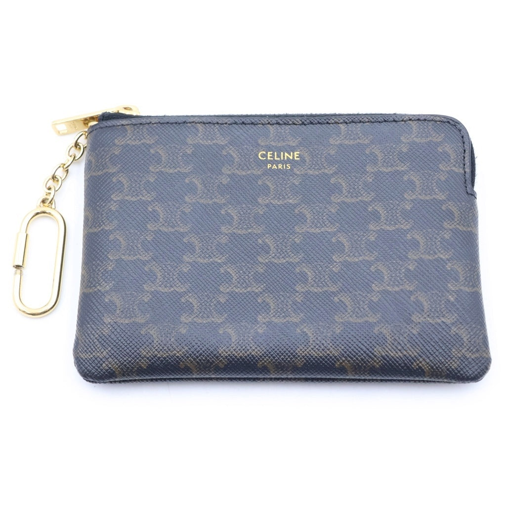 CELINE(セリーヌ) トリオンフ コインパース キーリング付き キーケース ブラック/ブラウン レディース