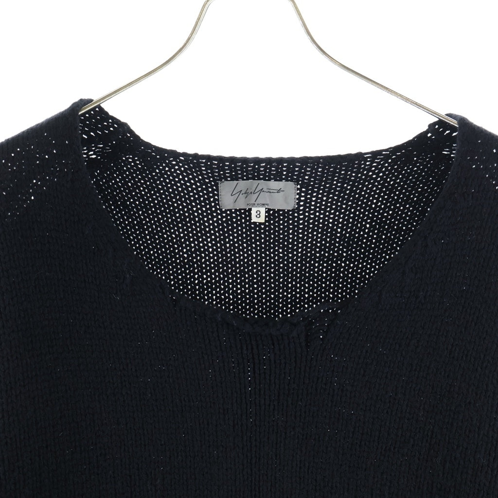 Yohji Yamamoto(ヨウジヤマモト) ■フロントバックロゴエンブロイダリー 長袖ニット ブラック HX-K23 197