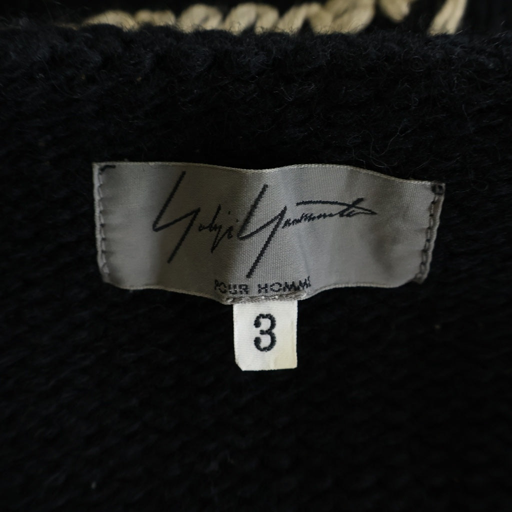 Yohji Yamamoto(ヨウジヤマモト) ■フロントバックロゴエンブロイダリー 長袖ニット ブラック HX-K23 197
