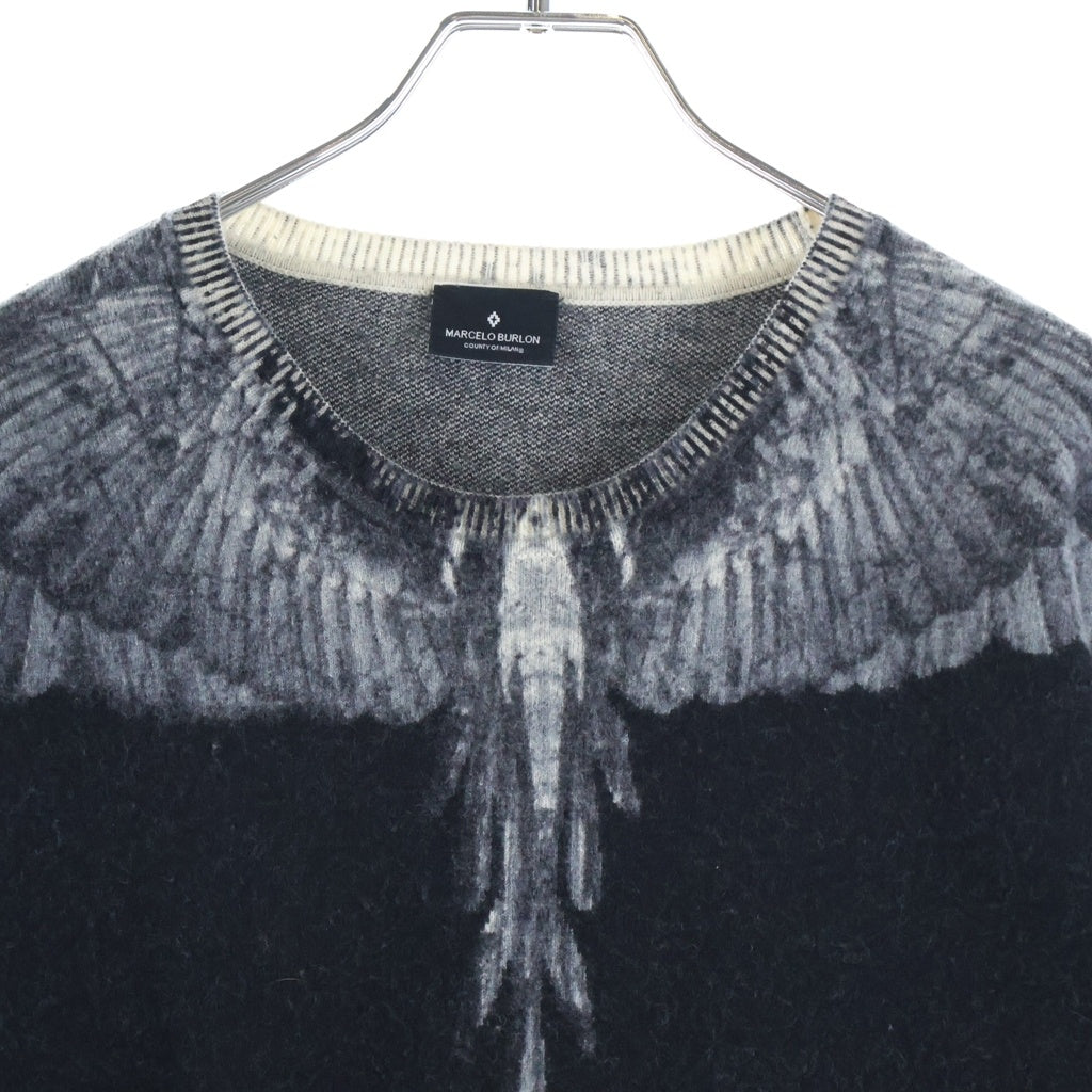 MARCELO BURLON(マルセロバーロン) 長袖ニット ブラック×ホワイト CMHA009F17520091