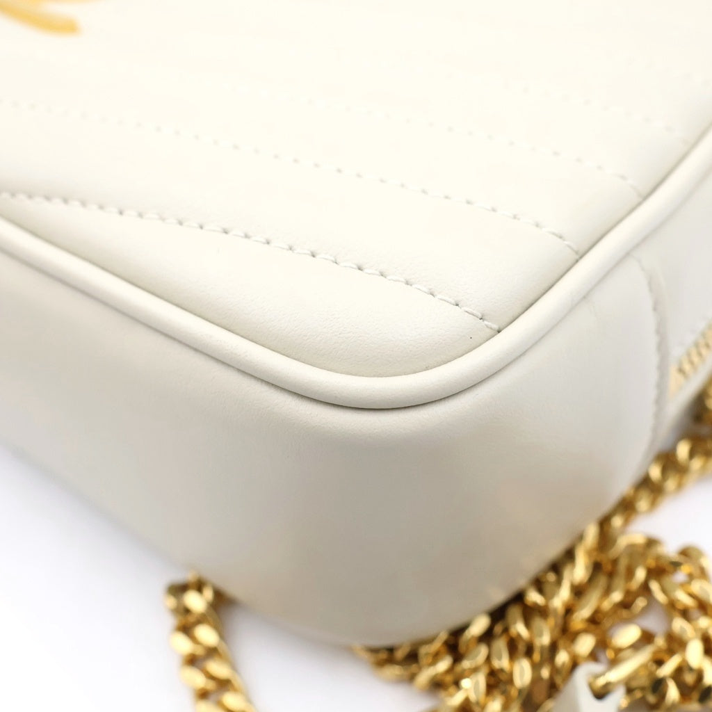 YVES SAINT LAURENT(イヴサンローラン) ルー カメラバッグ チェーンショルダーバッグ アイボリー レザー 748849 ゴールド金具 レディース