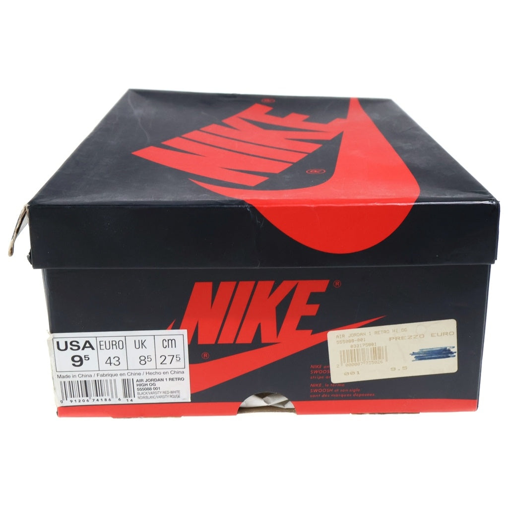 NIKE(ナイキ) 【観賞用 2016年製】AIR JORDAN1 RETRO HIGH OG BRED BANNED 555088-001 エアジョーダン1 レトロ ブレッド バンド ハイカットスニーカー ブラック/レッド US9.5/27.5cm