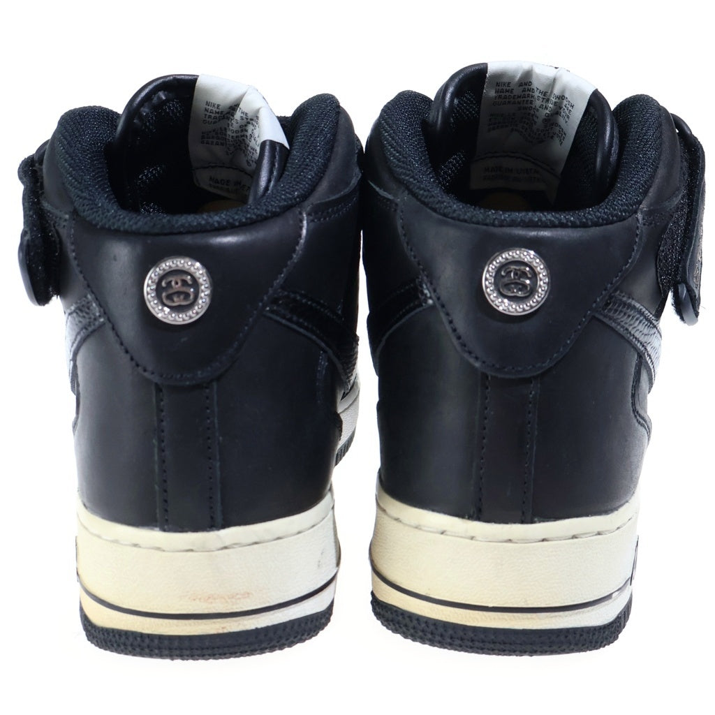 NIKE(ナイキ) ×STUSSY AIR FORCE 1 MID BLACK SNAKESKIN DJ7840-001 ステューシー エアフォースワン ミッドカットスニーカー ブラック US10/28cm