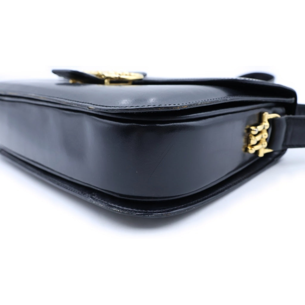 CELINE(セリーヌ) 3連ホースビット レザーショルダーバッグ ブラック レディース