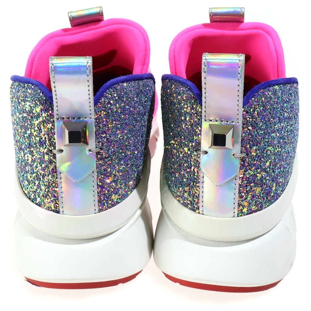 CHRISTIAN LOUBOUTIN(クリスチャンルブタン) RUN PINK ラン ラメ装飾 キャンバス ローカットスニーカー ピンク レディース