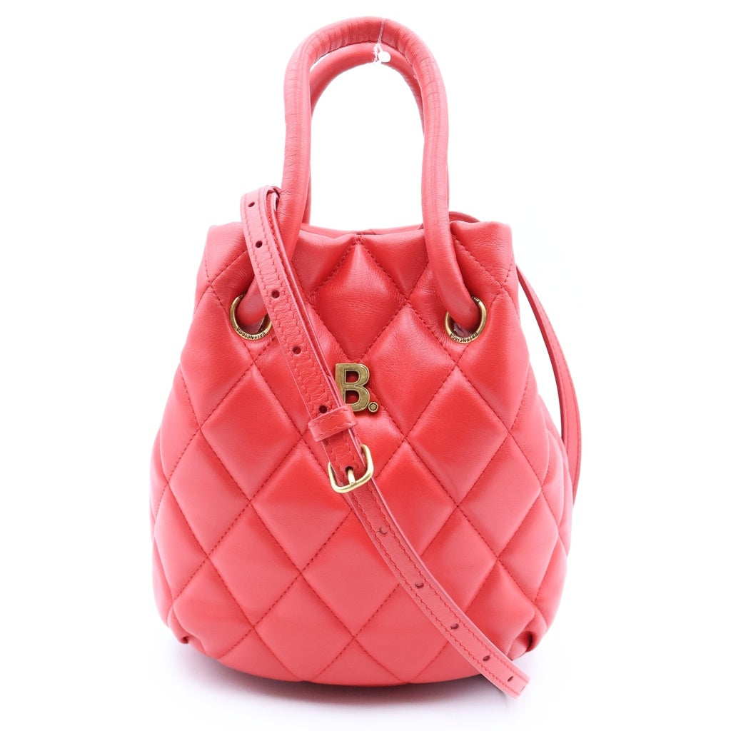 BALENCIAGA(バレンシアガ) Bバケット キルティング レザー ショルダーバッグ レッド 600327 レディース