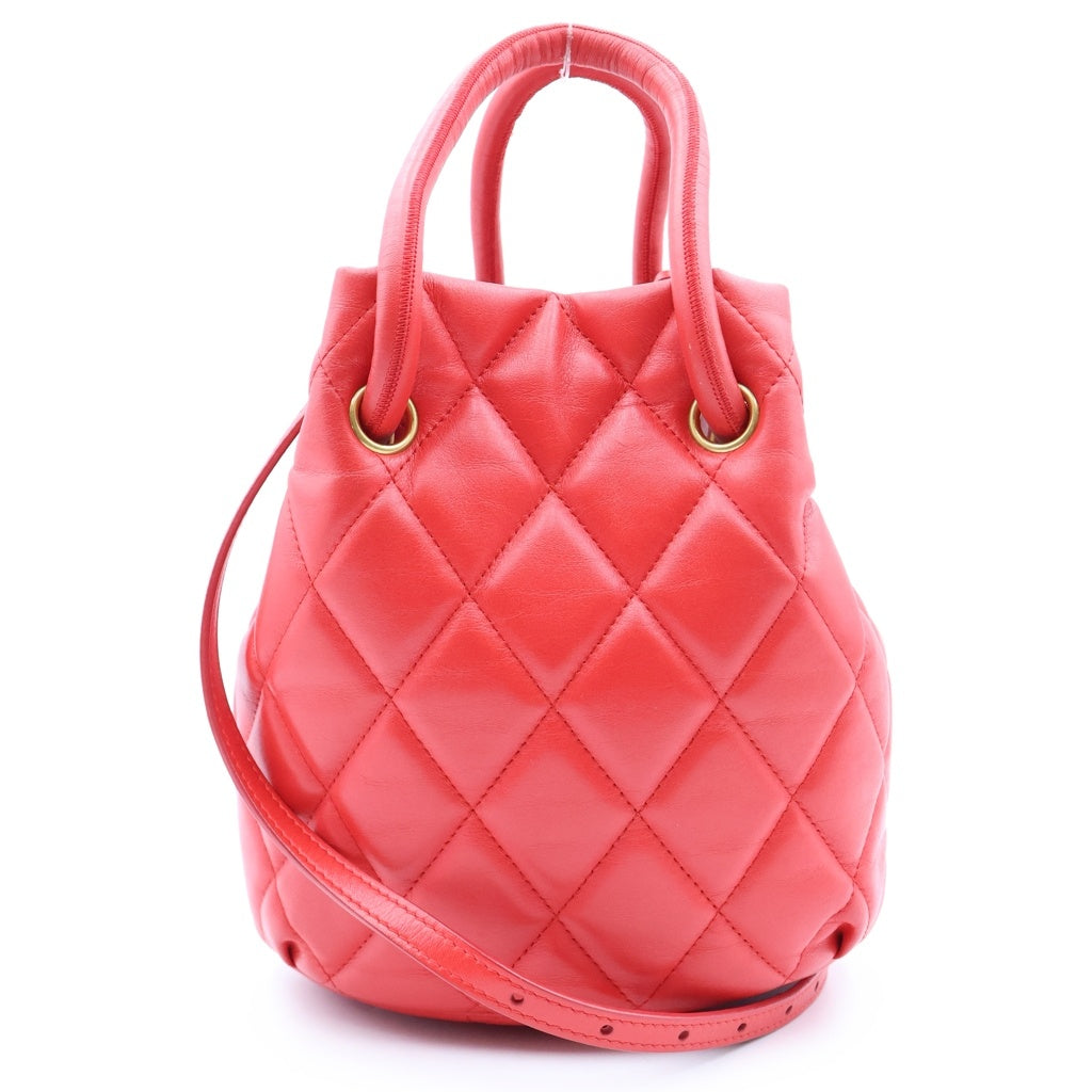 BALENCIAGA(バレンシアガ) Bバケット キルティング レザー ショルダーバッグ レッド 600327 レディース