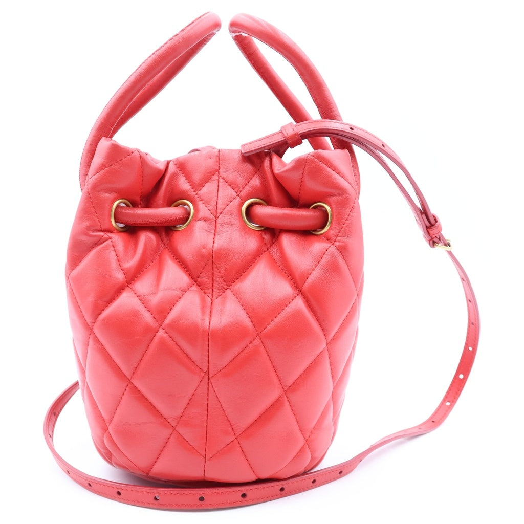 BALENCIAGA(バレンシアガ) Bバケット キルティング レザー ショルダーバッグ レッド 600327 レディース