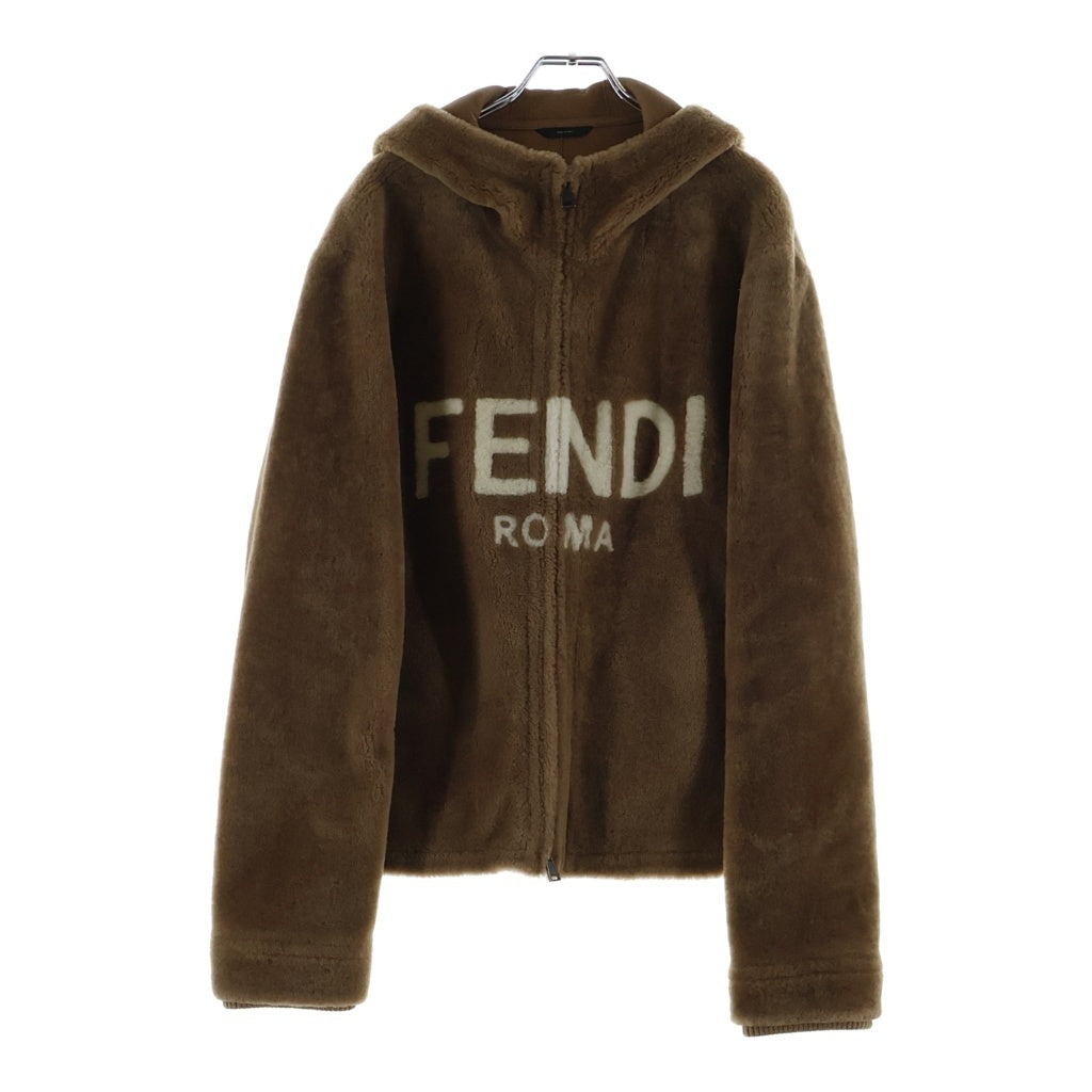 FENDI(フェンディ) ファー ジャケット ブルゾン ロゴ ラムファー ブラウン FM0243 レディース