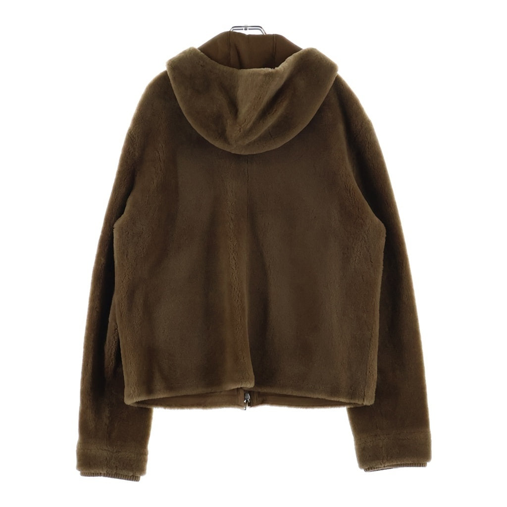 FENDI(フェンディ) ファー ジャケット ブルゾン ロゴ ラムファー ブラウン FM0243 レディース