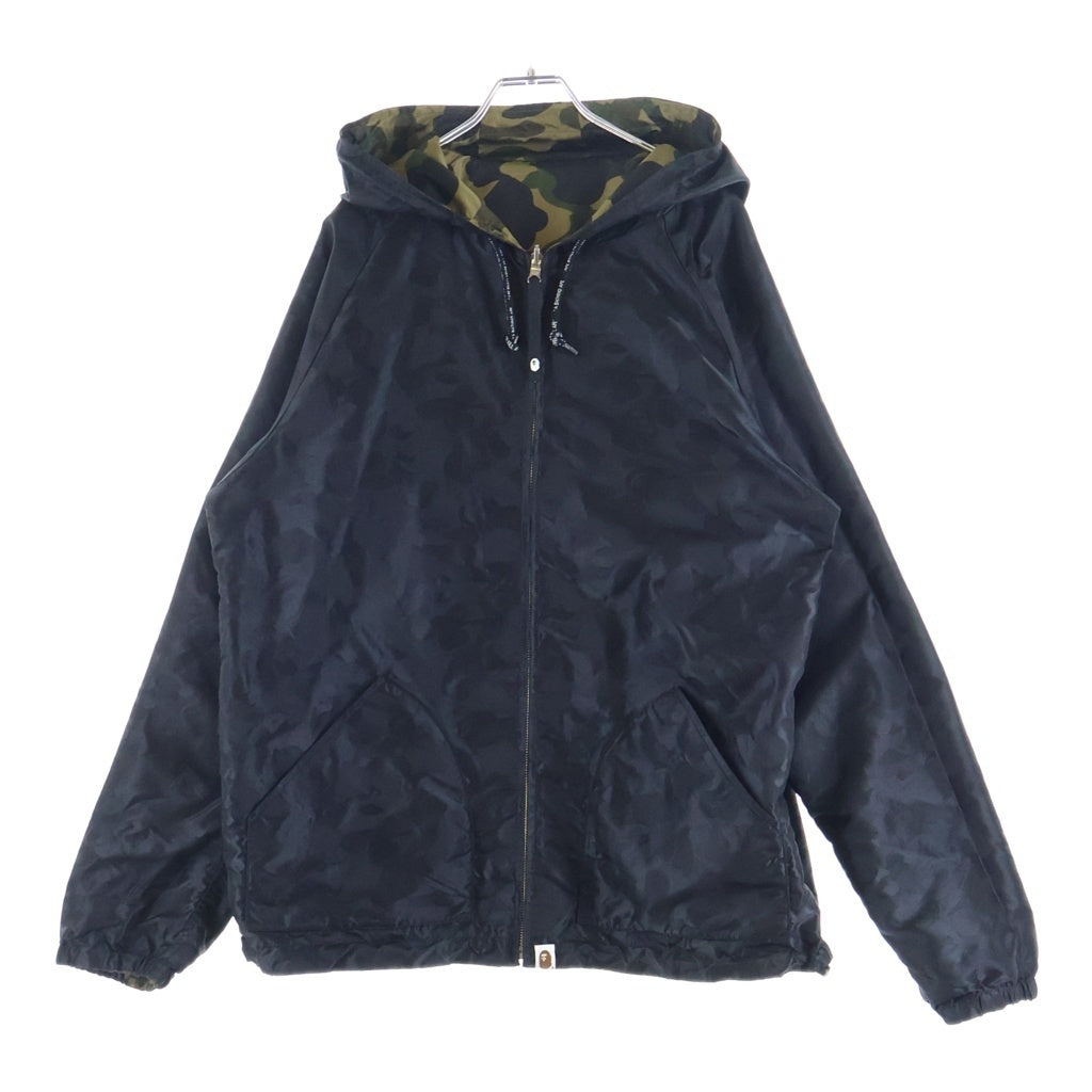 A BATHING APE(アベイシングエイプ) エイプカモ柄 リバーシブル ジップアップ ジャケット ブラック/カーキ 001L0301004X