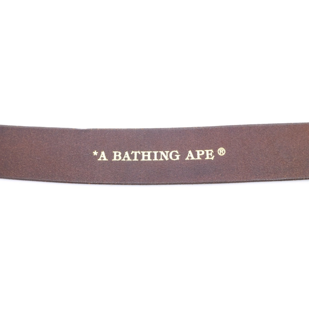 A BATHING APE(アベイシングエイプ) ロゴバックル レザーベルト ブラウン