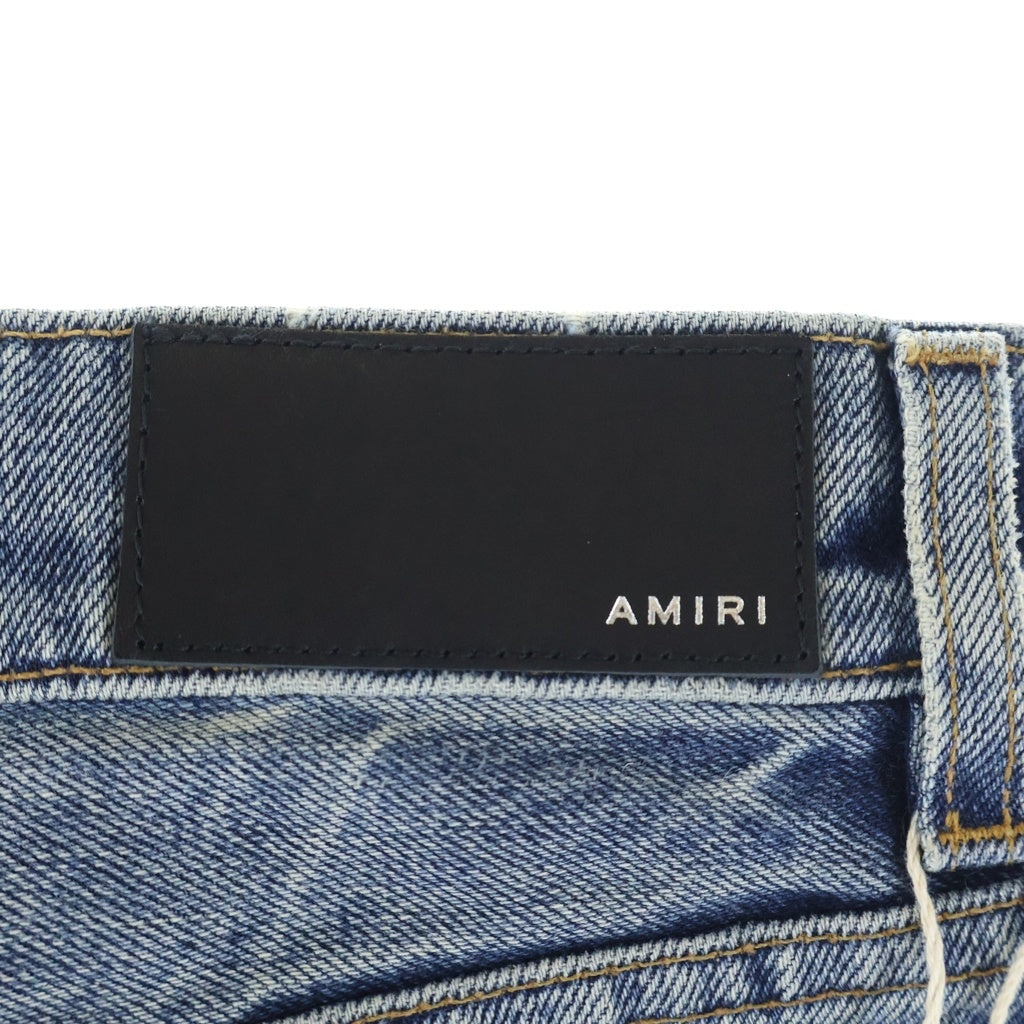 AMIRI(アミリ) ワイドストレート ハイライズ ダメージ デニムパンツ ジーンズ インディゴブルー PF22WDF008