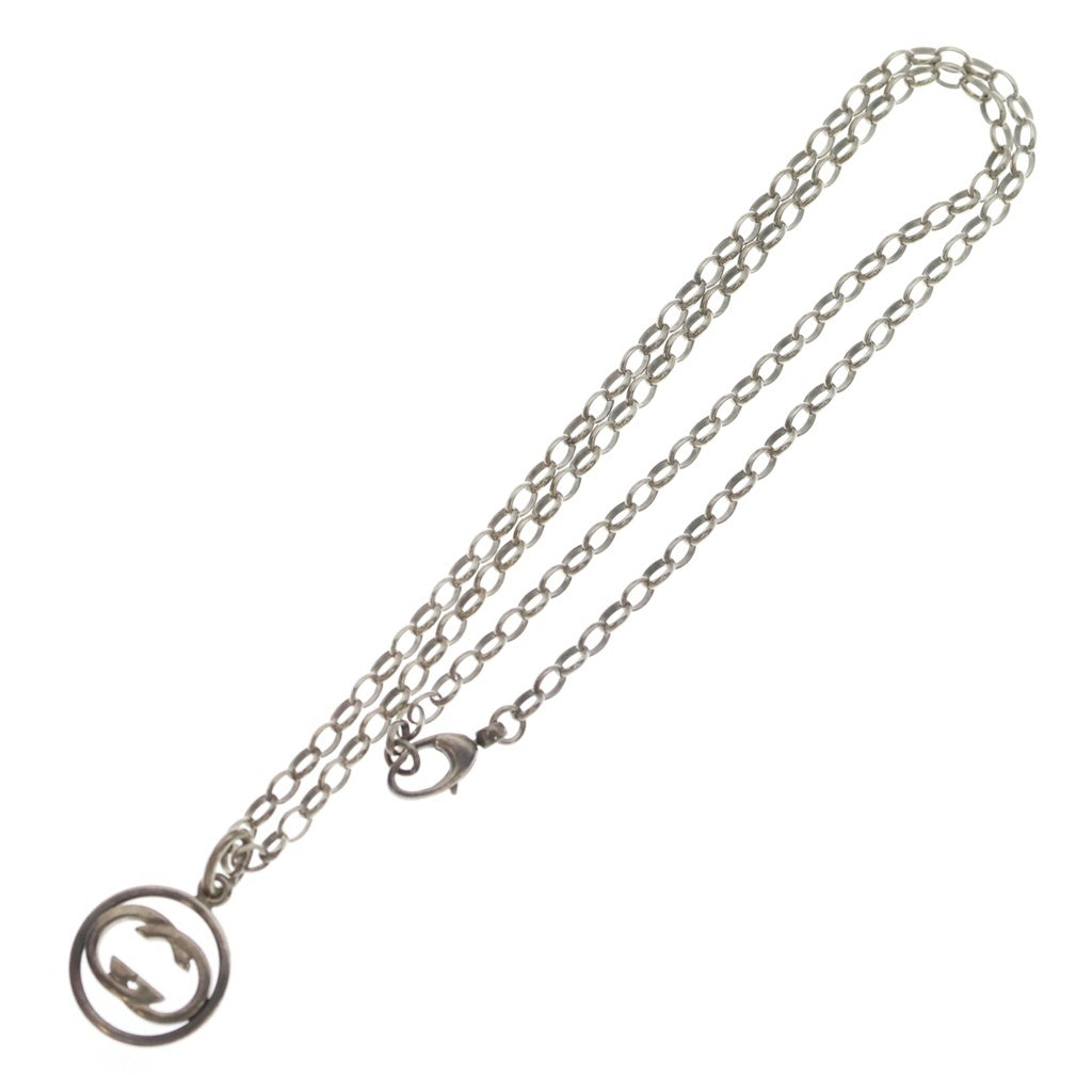 GUCCI(グッチ) GGロゴ チェーン ネックレス ペンダント インターロッキング SV925 シルバー 15.0g レディース