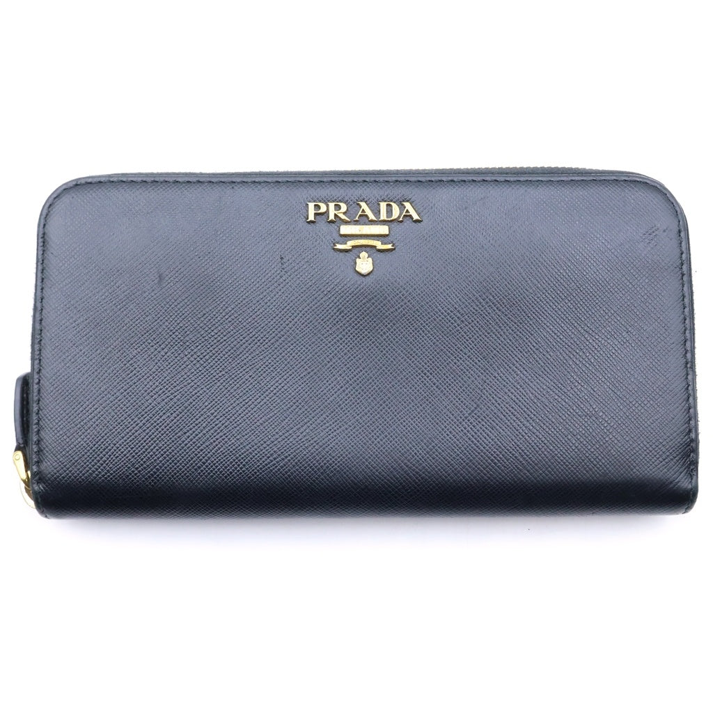 PRADA(プラダ) サフィアーノレザー ラウンドジップ ロングウォレット 長財布 ブラック 1ML506