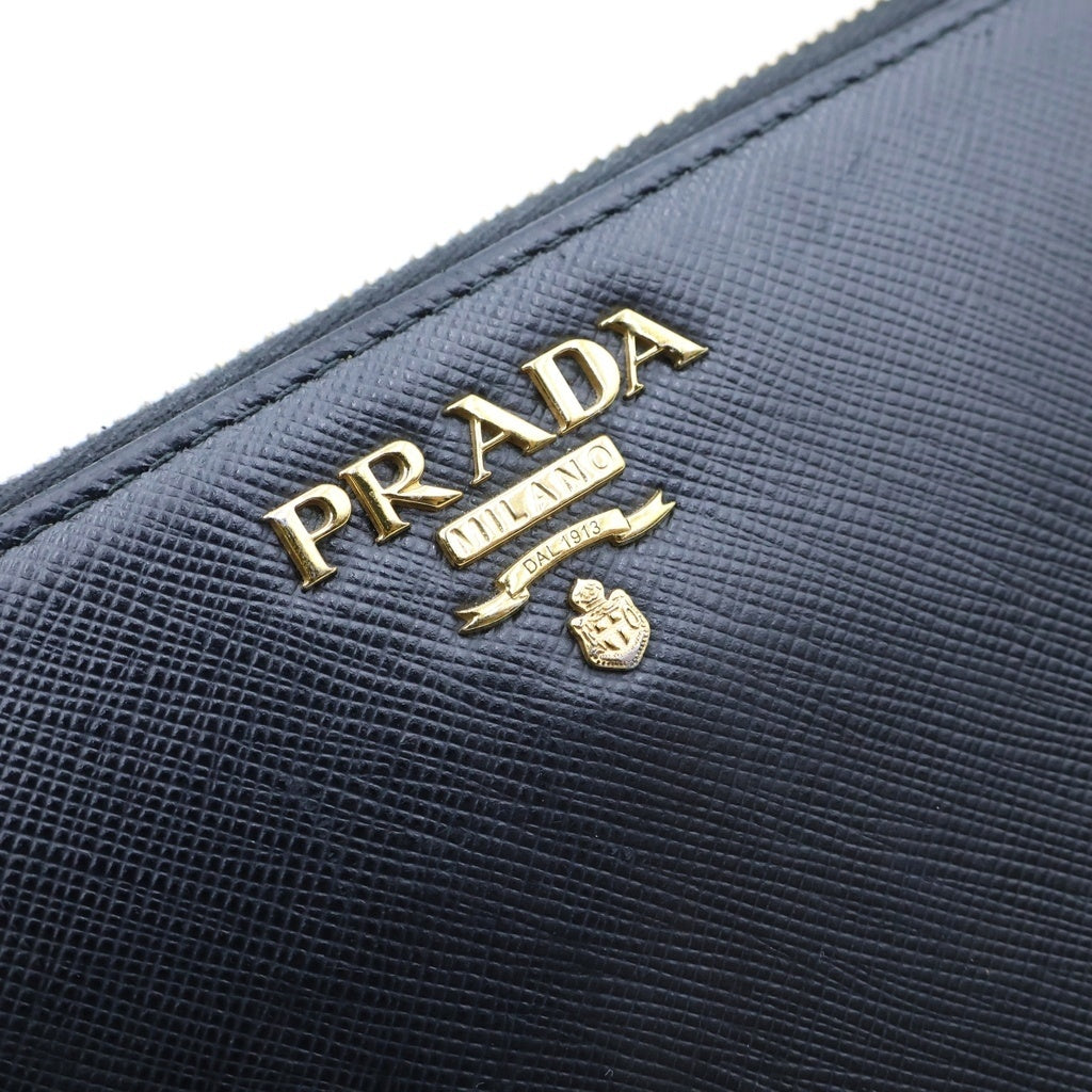PRADA(プラダ) サフィアーノレザー ラウンドジップ ロングウォレット 長財布 ブラック 1ML506
