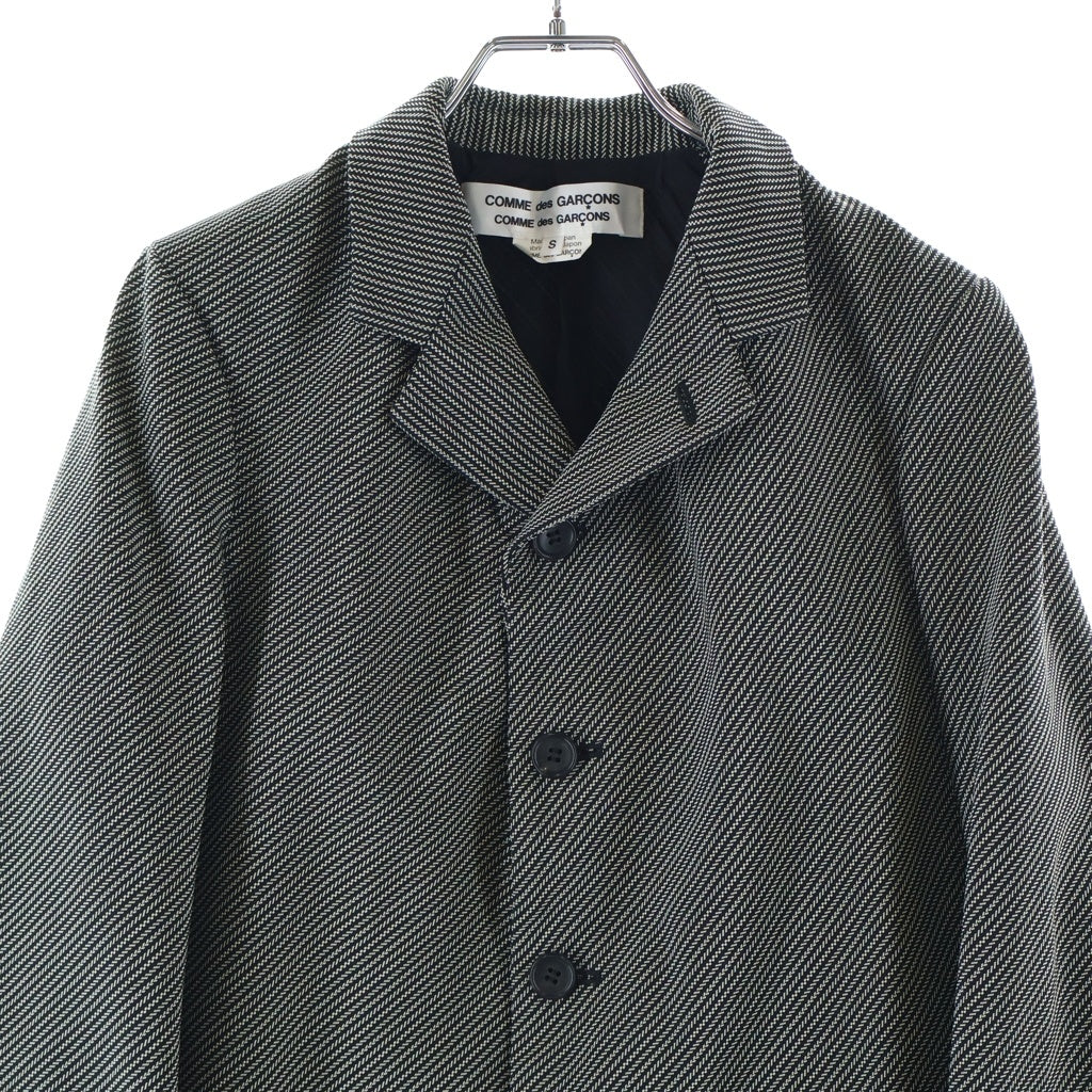 COMME des GARCONS COMME des GARCONS(コムデギャルソンコムデギャルソン) 縮絨 バーズアイ テーラードジャケット ブラック×ホワイト RE-J007 レディース