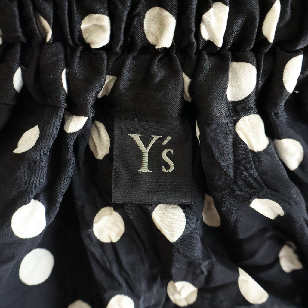 Y's(ワイズ) ワッシャー加工ドット切替 サルエル ロングパンツ ブラック×ホワイト YN-P13-900 レディース
