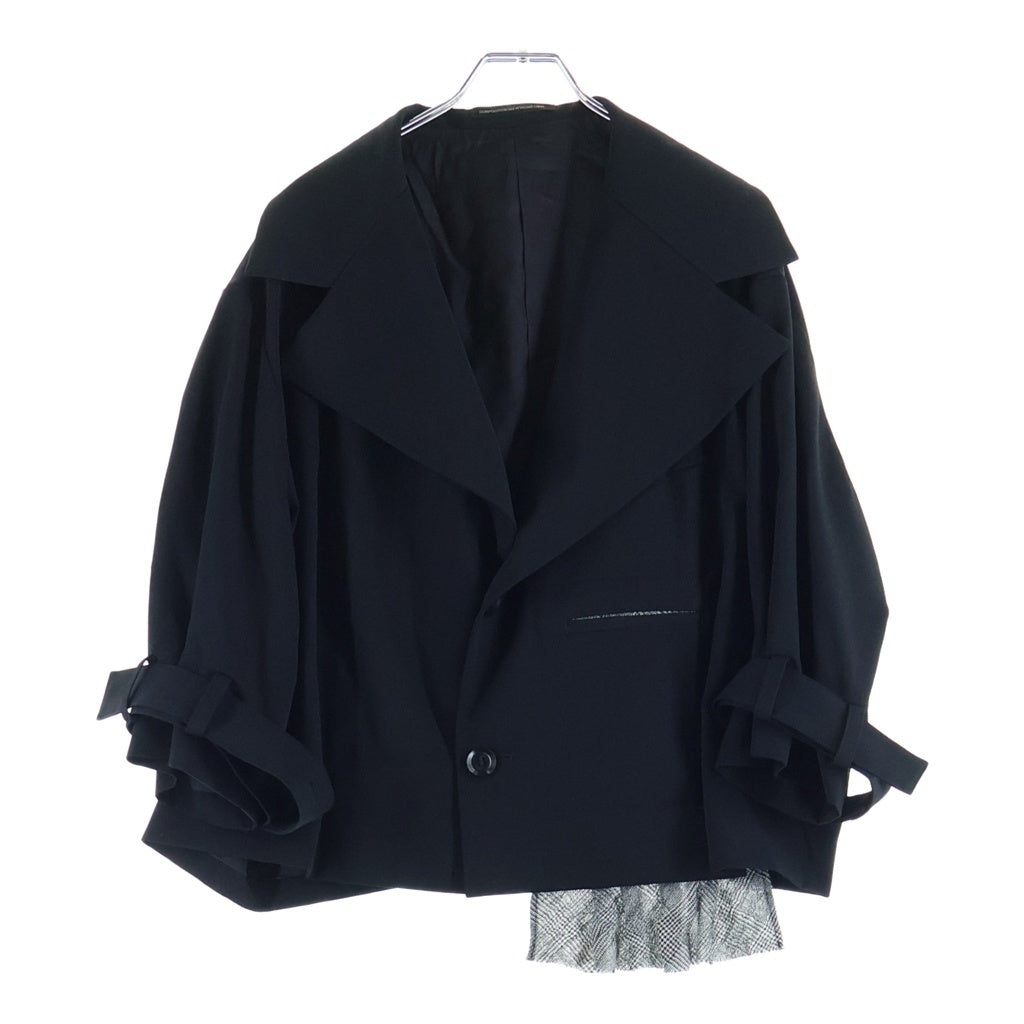 Y's(ワイズ) 22AW GABARDINE WIDE COLLAR JACKET ギャバジン ワイドカラー ジャケット ブラック YV-J01-100 レディース